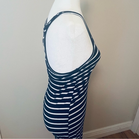 Kirra Sleeveless Summer Long Dress Boho Stripe Maxi Dress Navi White - Size S - Picture 8 of 11